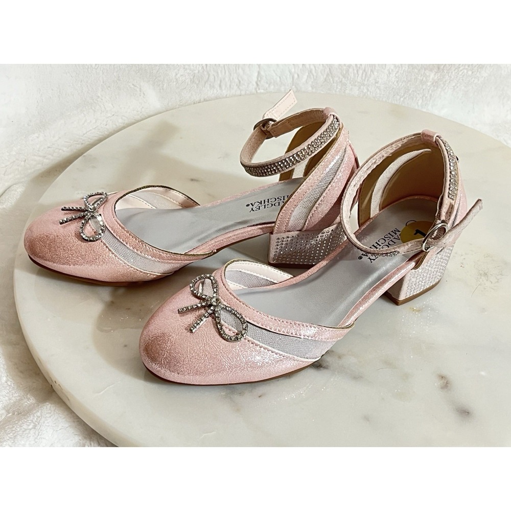 Badgley Mishcka  Glittery  Girls Elegant Sparkle Dress Size 1 Block Heels